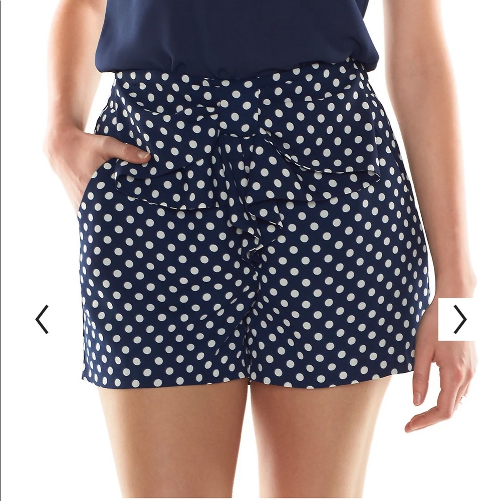 LC Lauren Conrad Minnie Polka Dot Shorts Navy XS